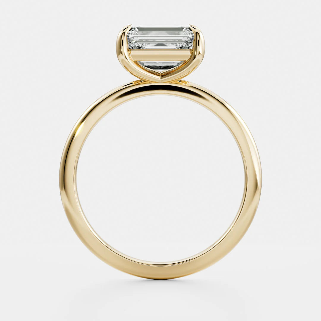 1.0CT East West Emerald Cut Lab Grown Diamond Solitaire Engagement Ring