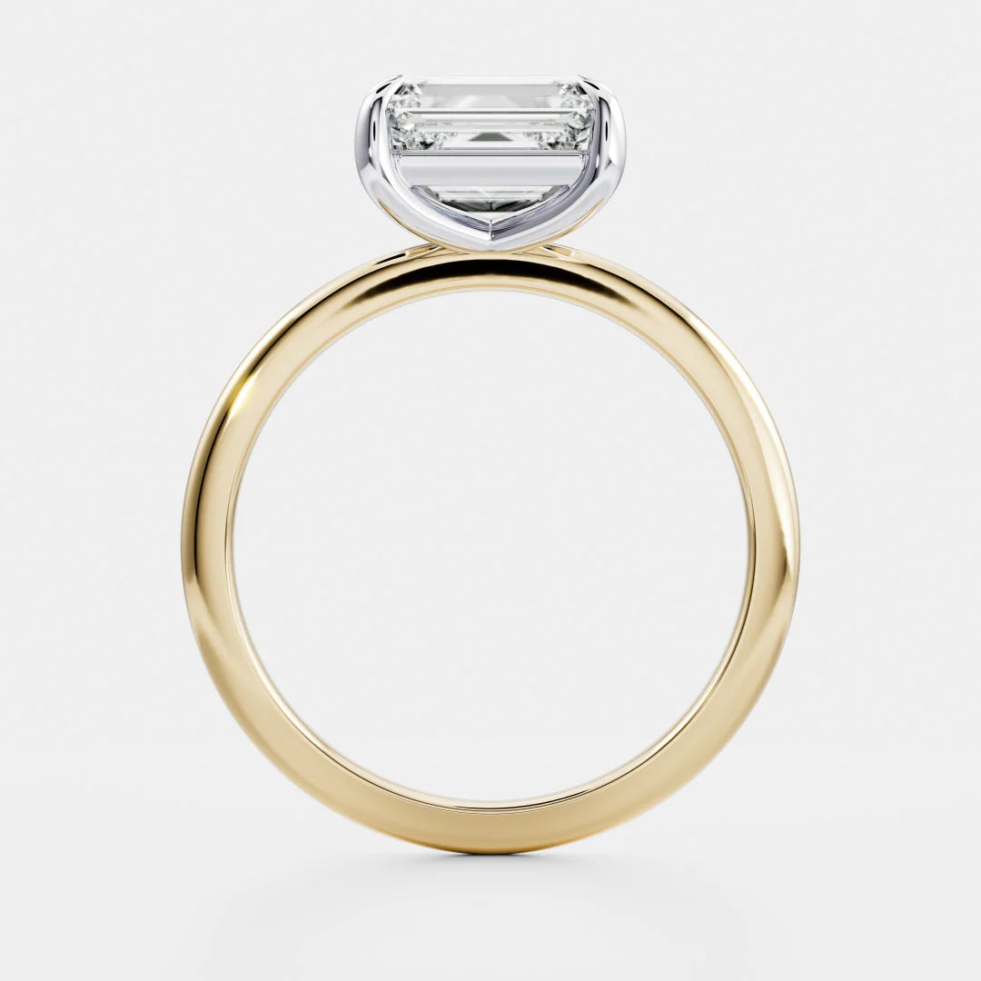 1.0CT East West Emerald Cut Lab Grown Diamond Solitaire Engagement Ring