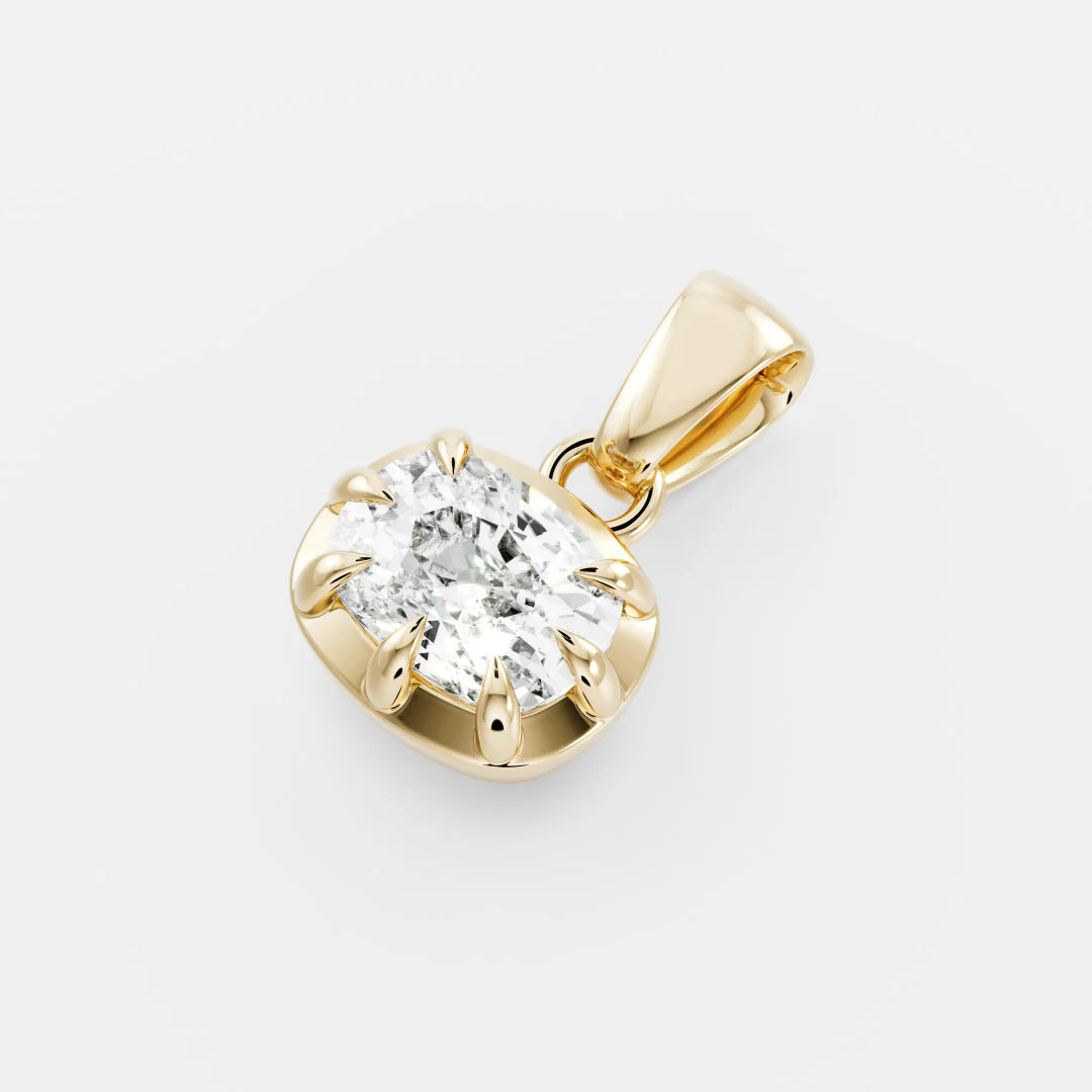 1.0CT Bezel Set Elongated Cushion Cut Lab Grown Diamond Pendant
