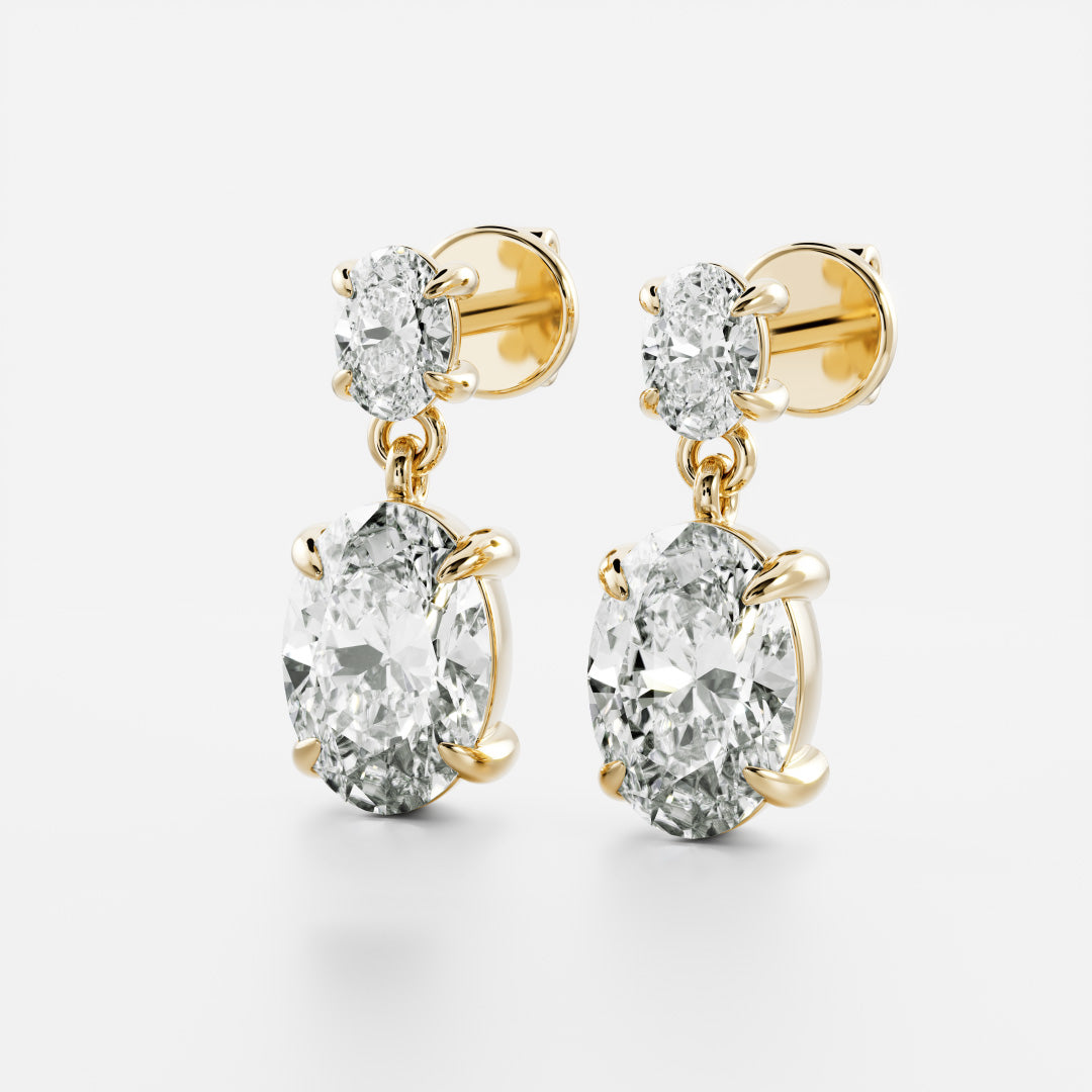 Oval Lab Grown Diamond Double Drop Earrings