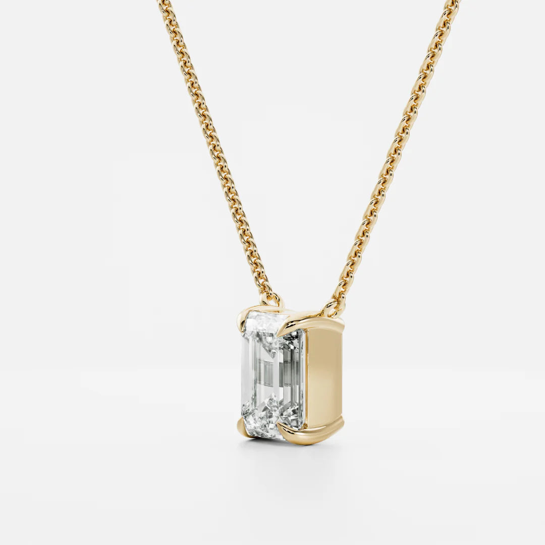 1.0CT Emerald Cut Lab Grown Diamond Pendant Necklace