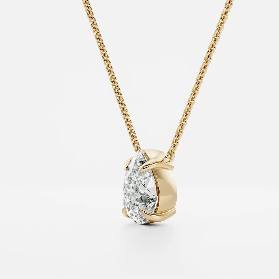 1.0CT Pear Cut Lab Grown Diamond Pendant Necklace