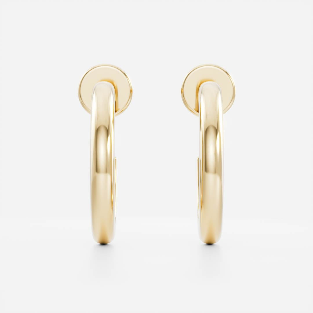 18K Solid Gold Classic Hoop Earrings