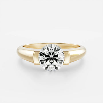 1.0CT East West Round Cut Lab Grown Diamond Half Bezel Signet Ring