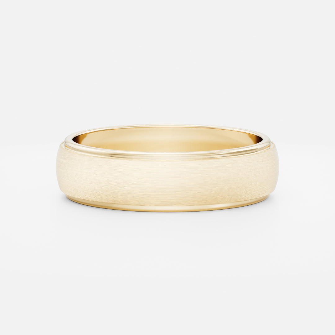 18K Solid Gold Brushed Finish Comfort Fit Men's Wedding Band