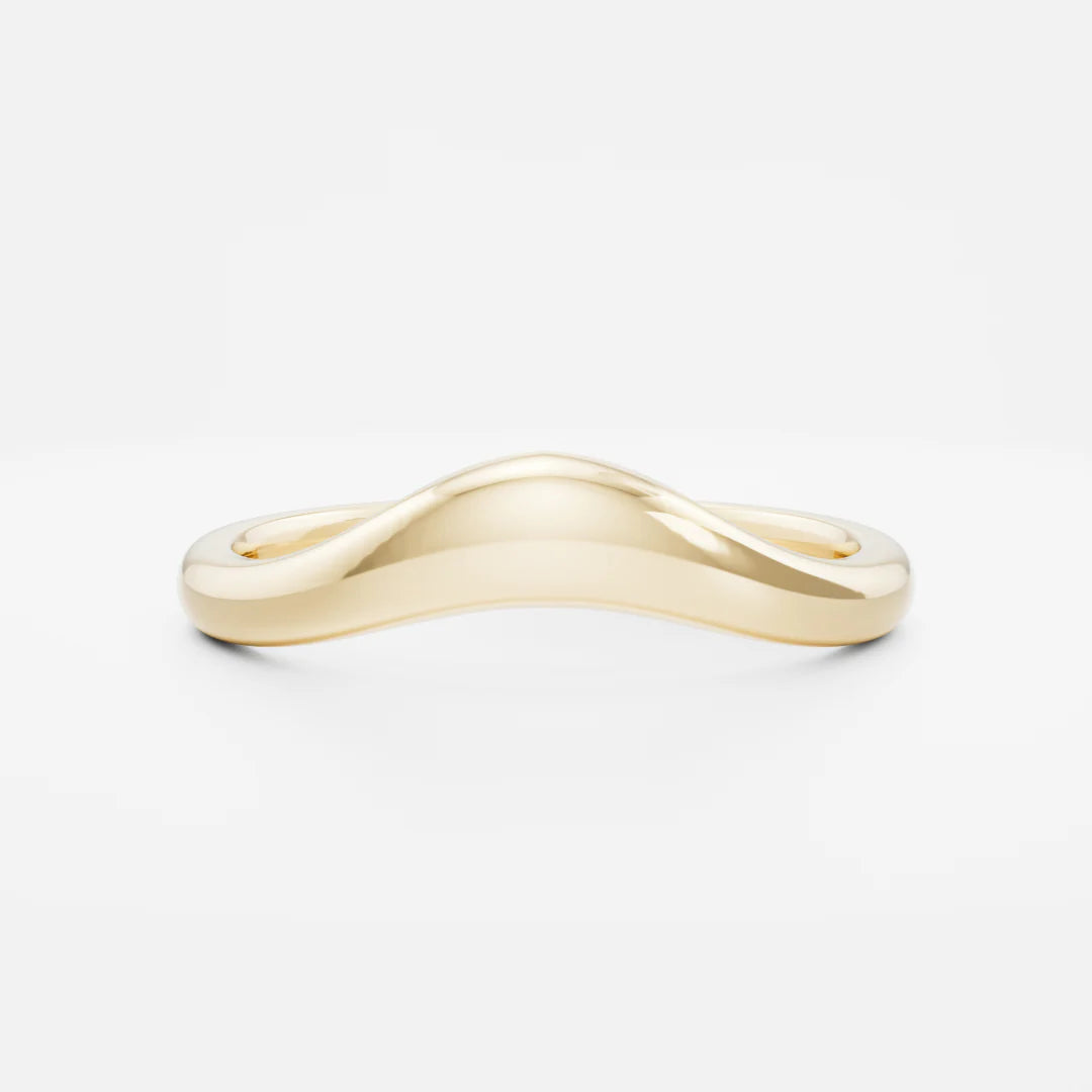 14K Solid Gold Curved Wedding Band