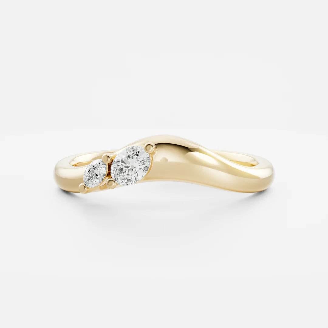 Oval Cut Lab Grown Diamond Curved Wedding Band