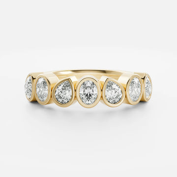 Pear & Oval Cut Lab Grown Diamond Bezel Wedding Band