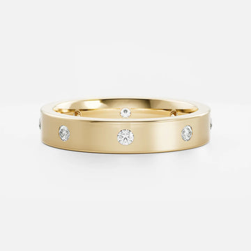 Flush Set Round Lab Grown Diamond Flat Wedding Band
