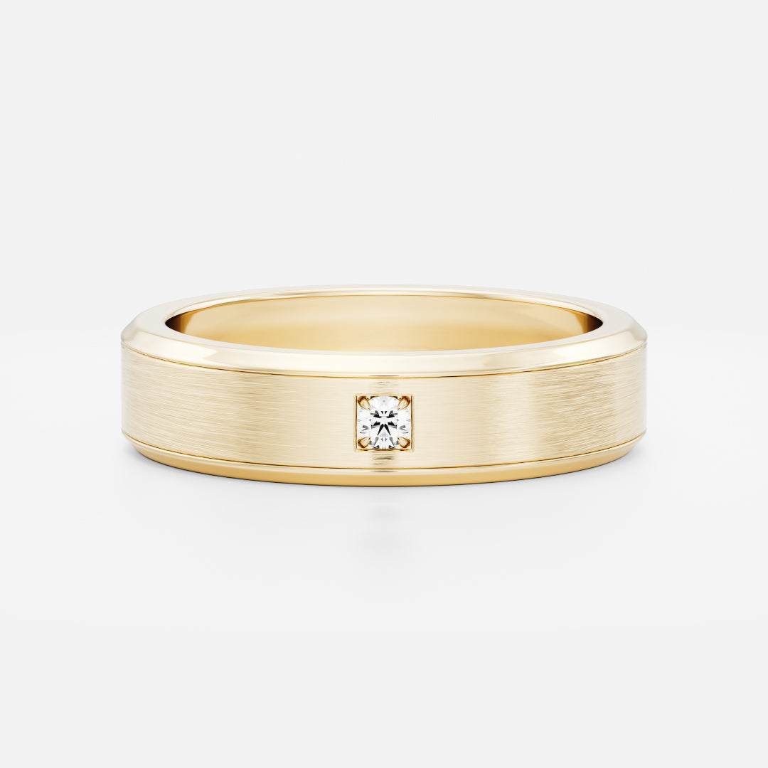Round Lab Grown Diamond Brushed Finish Men's Wedding Band