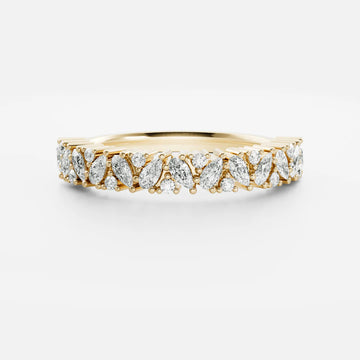 Pear and Round Lab Grown Diamond Scattered Wedding Band
