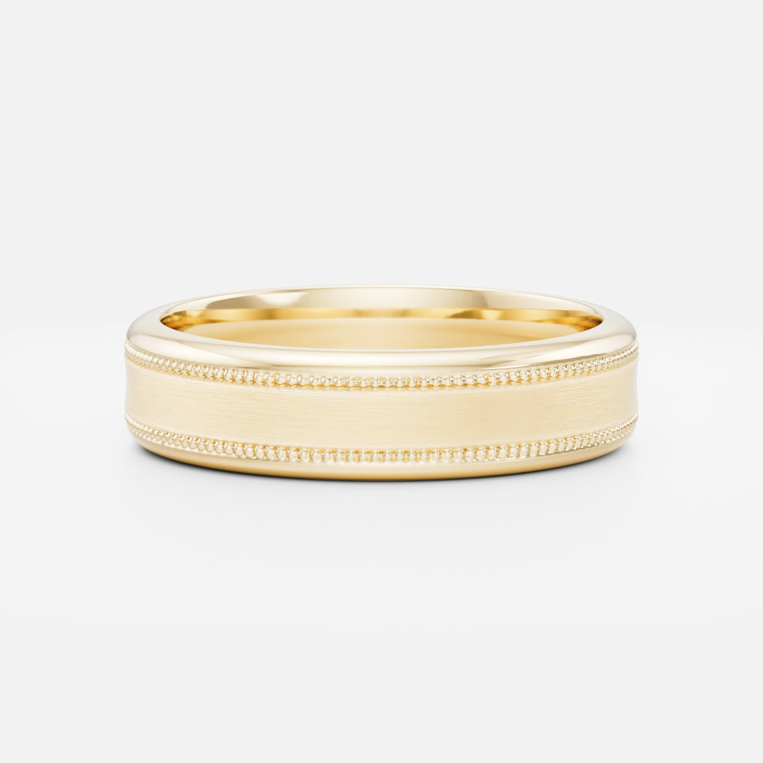 18K Solid Gold Classic Milgrain Men's Wedding Band