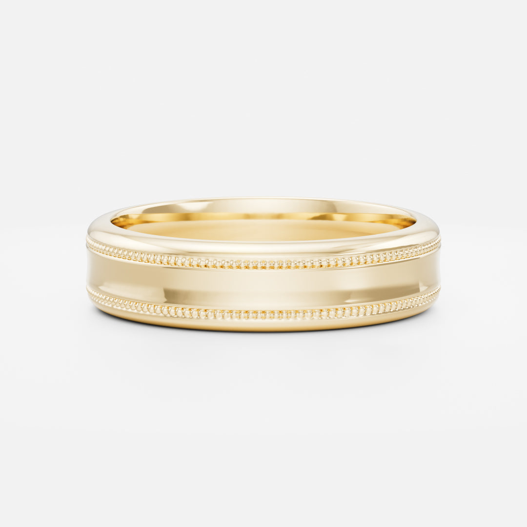18K Solid Gold Classic Milgrain Men's Wedding Band