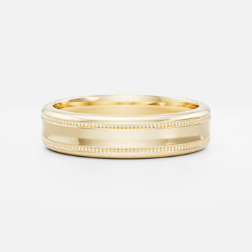 18K Solid Gold Classic Milgrain Men's Wedding Band