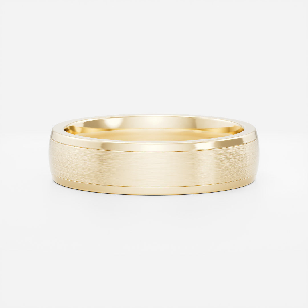 Two Tone Gold Comfort Fit Brushed Finish Men's Wedding Band