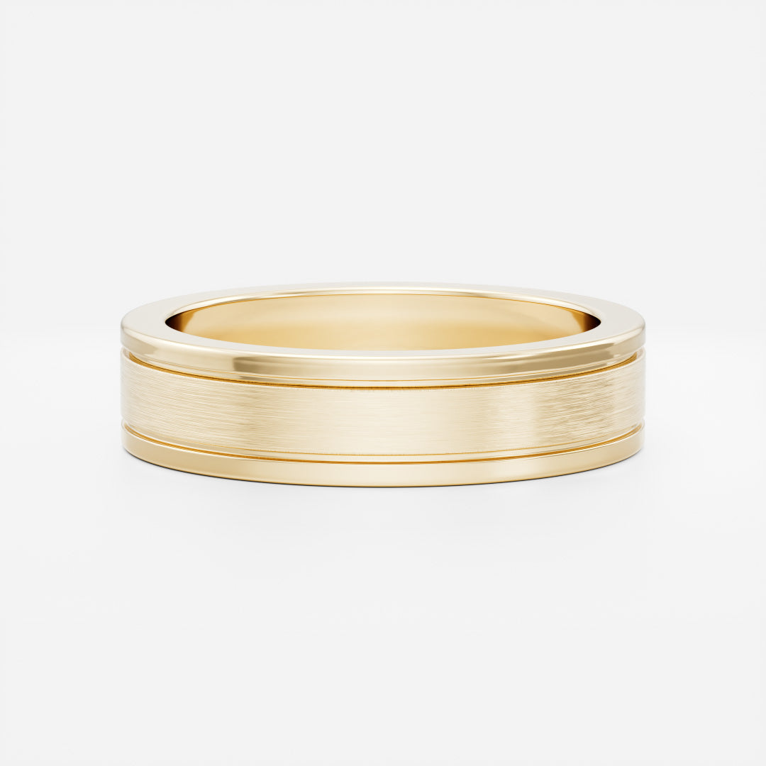 14K Solid Gold Comfort Fit Brushed Finish Men's Wedding Band