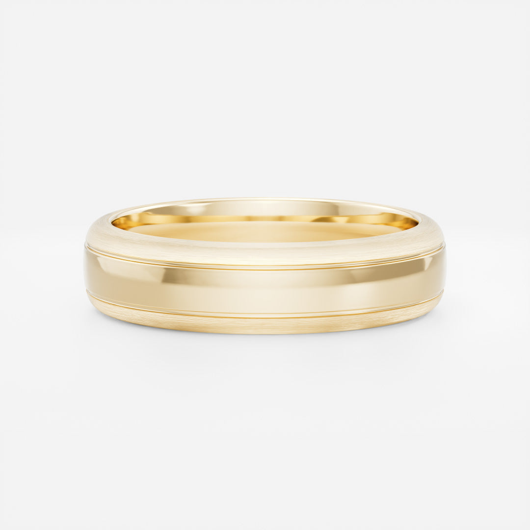 Classic Brushed Finish Double Groove Men's Wedding Band