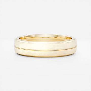 18K Solid Gold Brushed Singular Grooved Men's Wedding Band