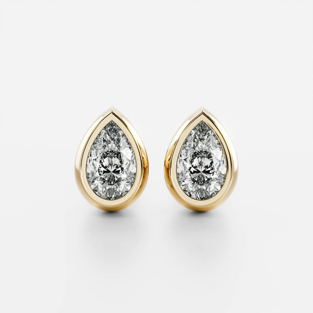 Pear Lab Grown Diamond Bezel Stud Earrings