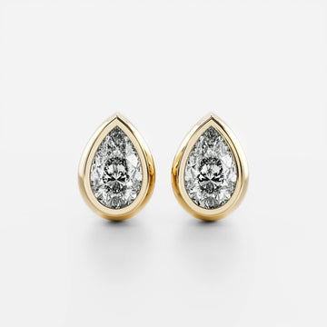 Pear Lab Grown Diamond Bezel Stud Earrings