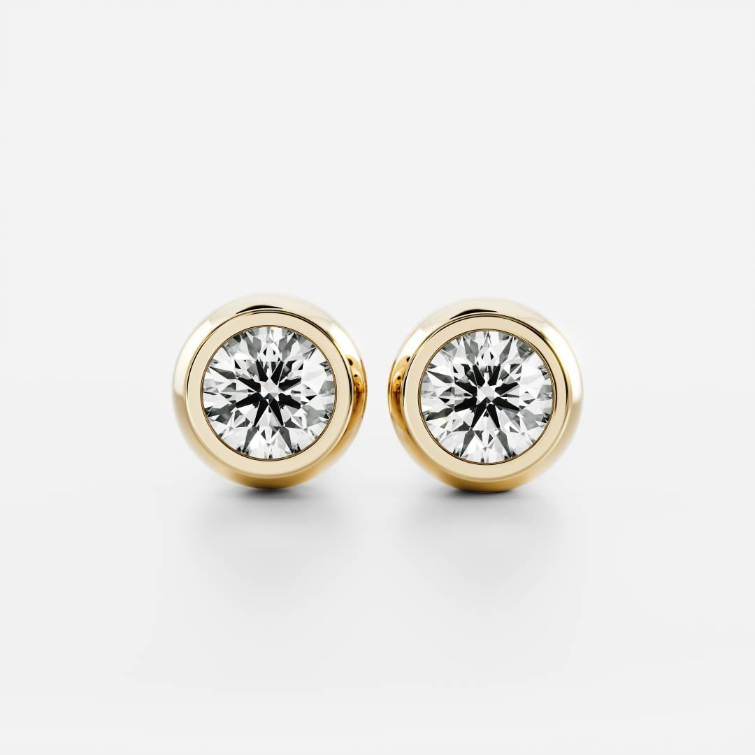 Round Lab Grown Diamond Bezel Stud Earrings