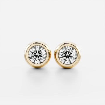Round Lab Grown Diamond Bezel Stud Earrings
