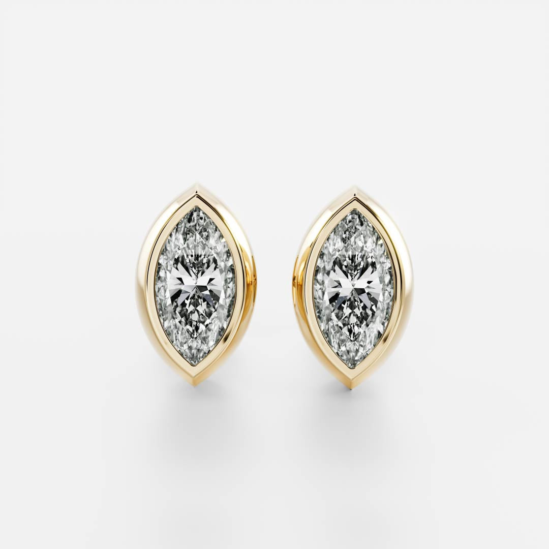 Marquise Lab Grown Diamond Bezel Stud Earrings