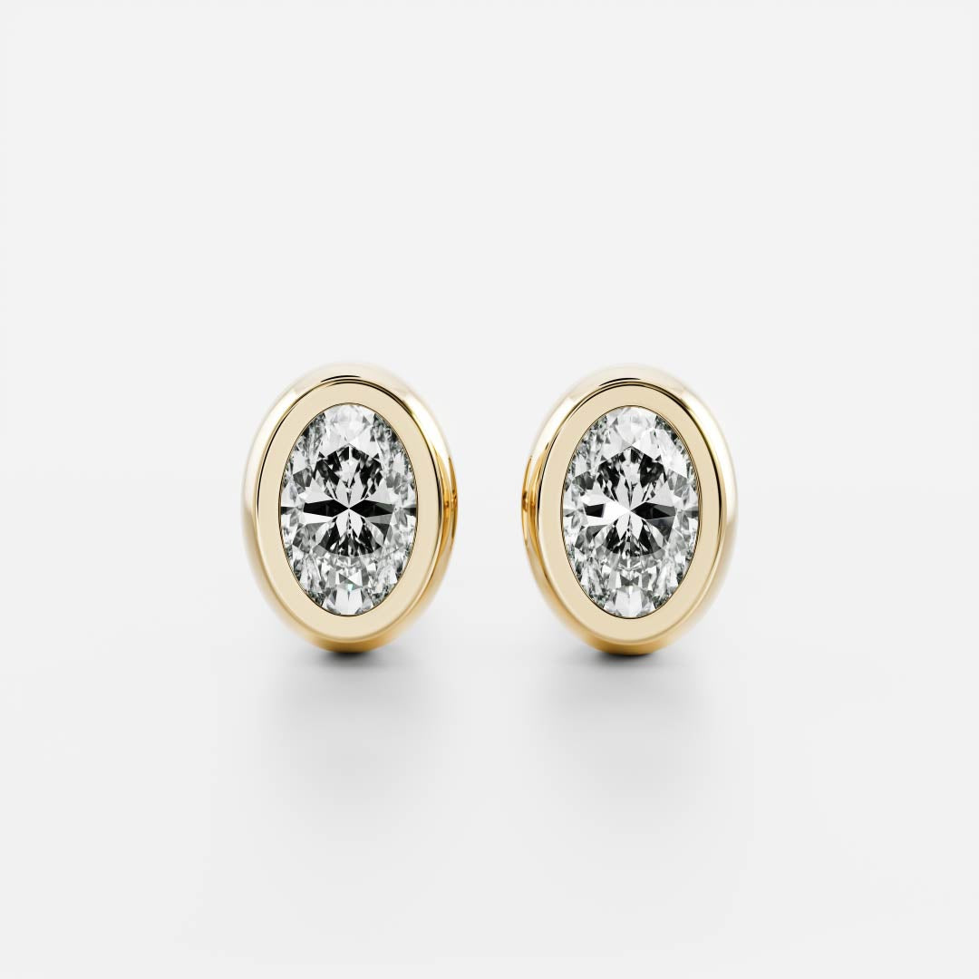Lab Grown Diamond Stud - Oval Bezel Earrings