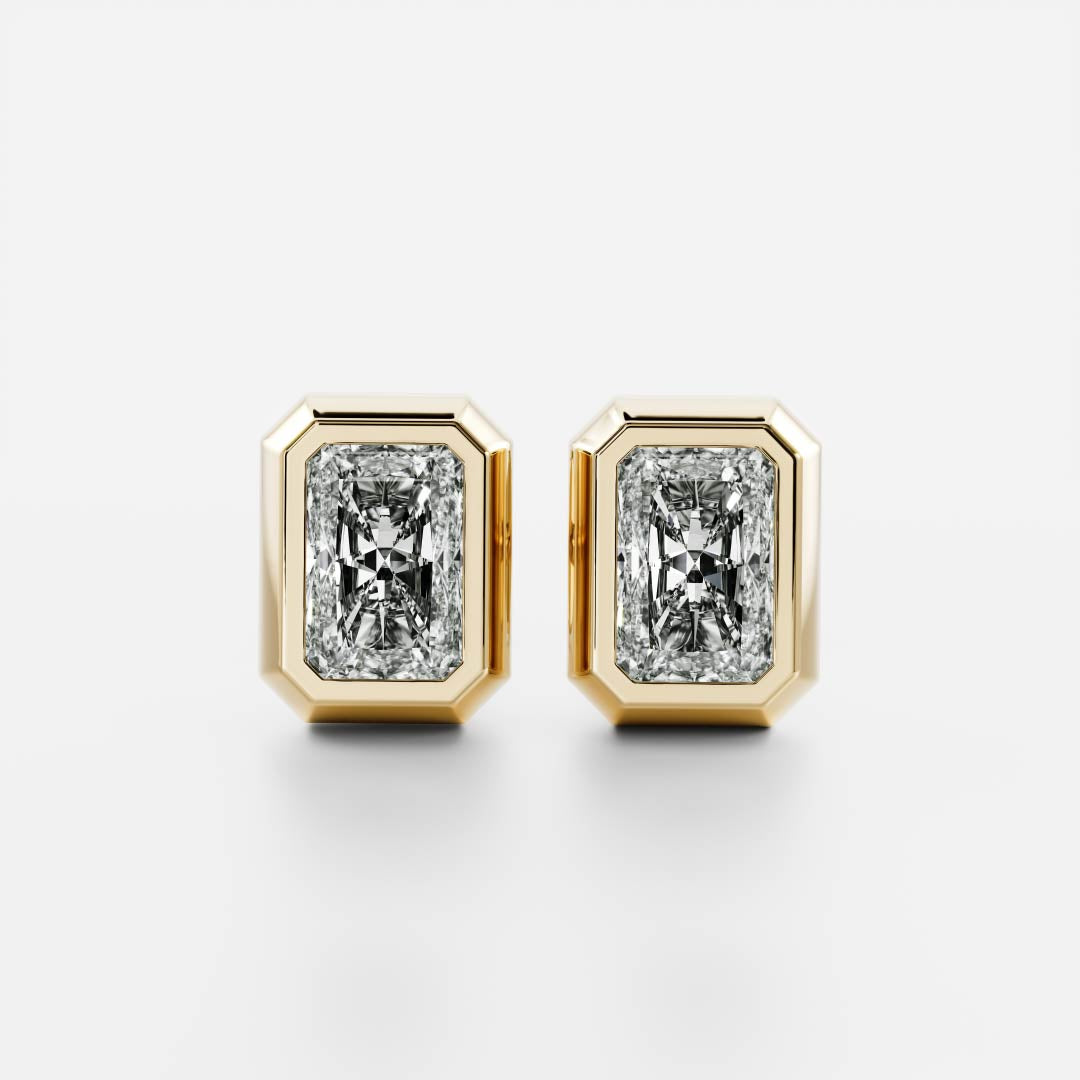 Radiant Lab Grown Diamond Bezel Stud Earrings