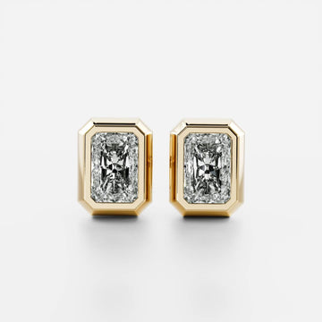 Radiant Lab Grown Diamond Bezel Stud Earrings