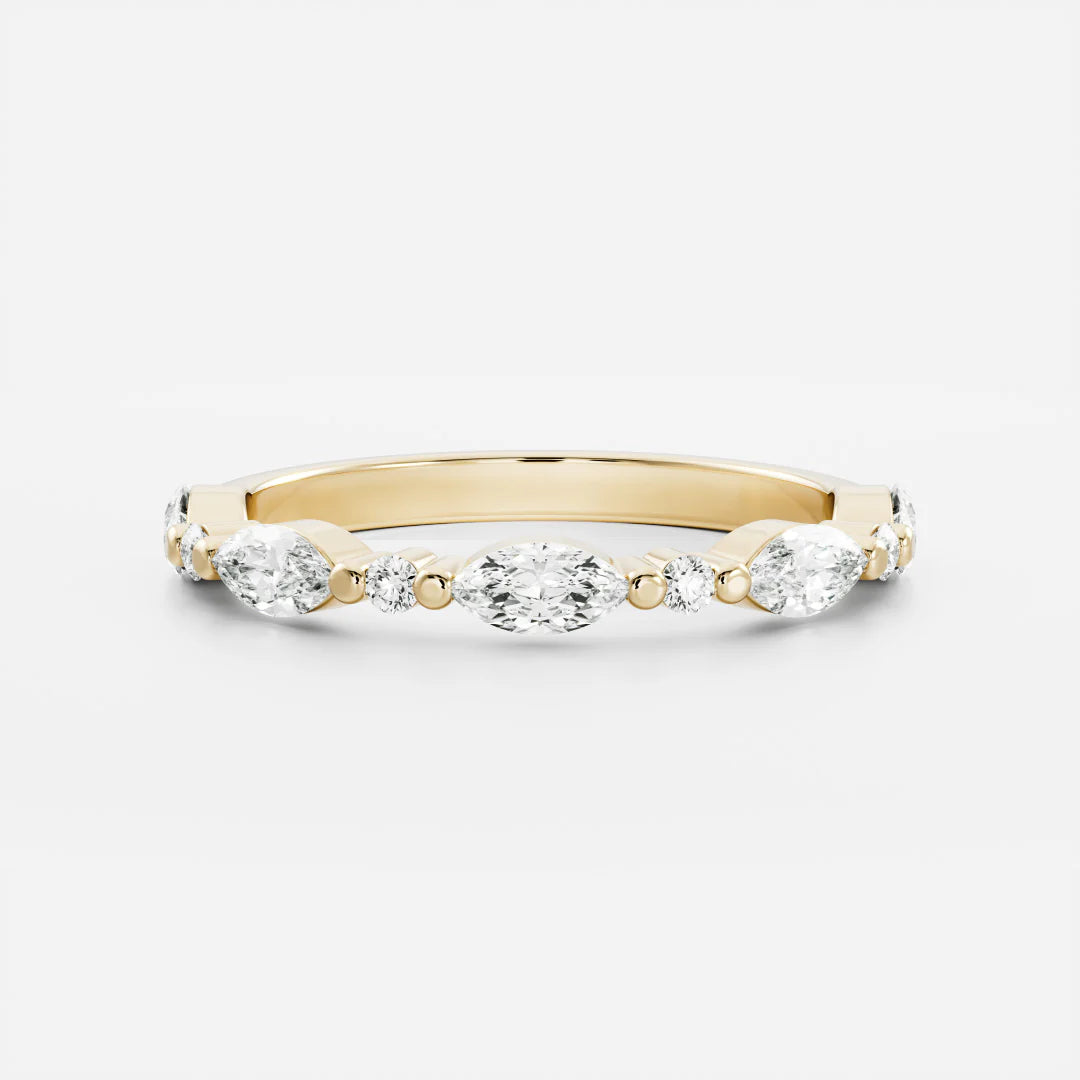 Marquise and Round Lab Grown Diamond Floating Bubble Wedding Band