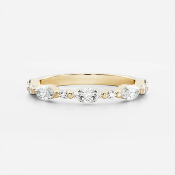 Marquise and Round Lab Grown Diamond Floating Bubble Wedding Band
