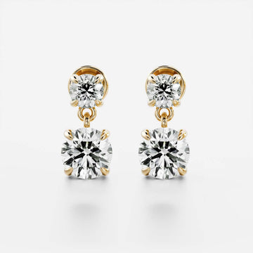 Round Lab Grown Diamond Double Drop Earrings