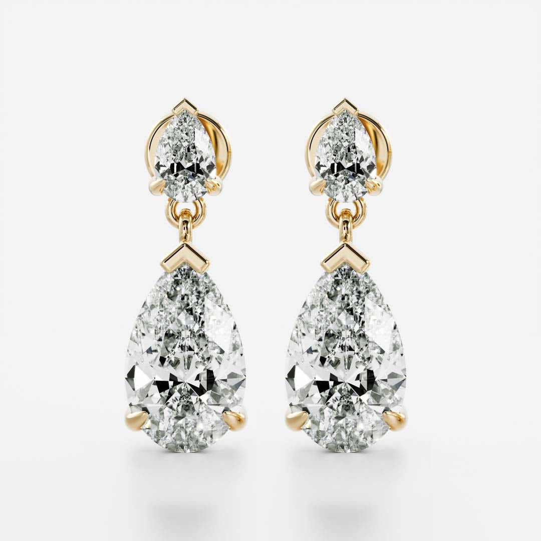Pear Lab Grown Diamond Double Drop Earrings