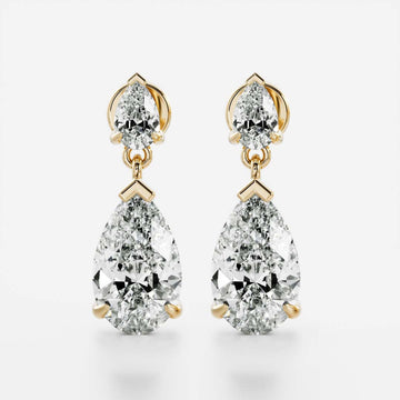 Pear Lab Grown Diamond Double Drop Earrings