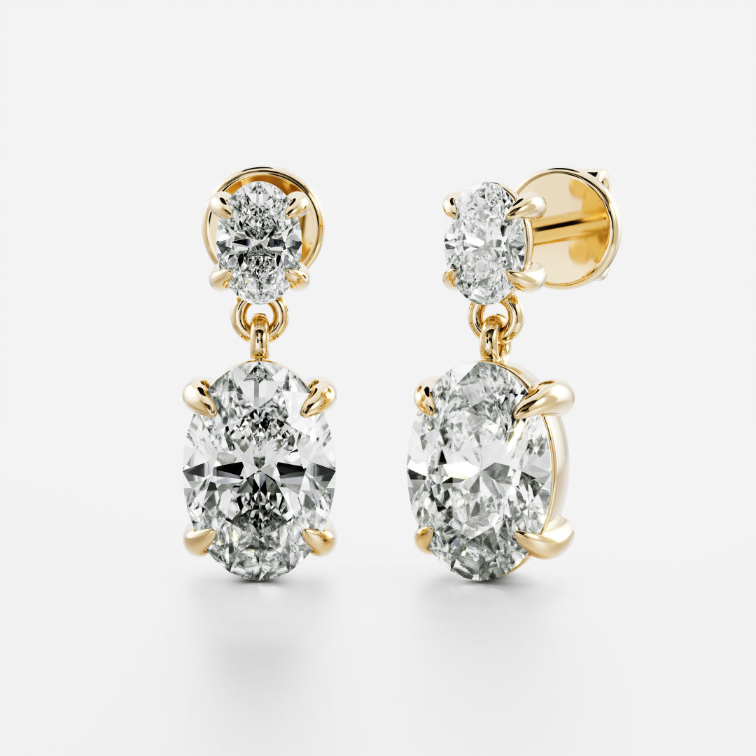 Oval Lab Grown Diamond Double Drop Earrings