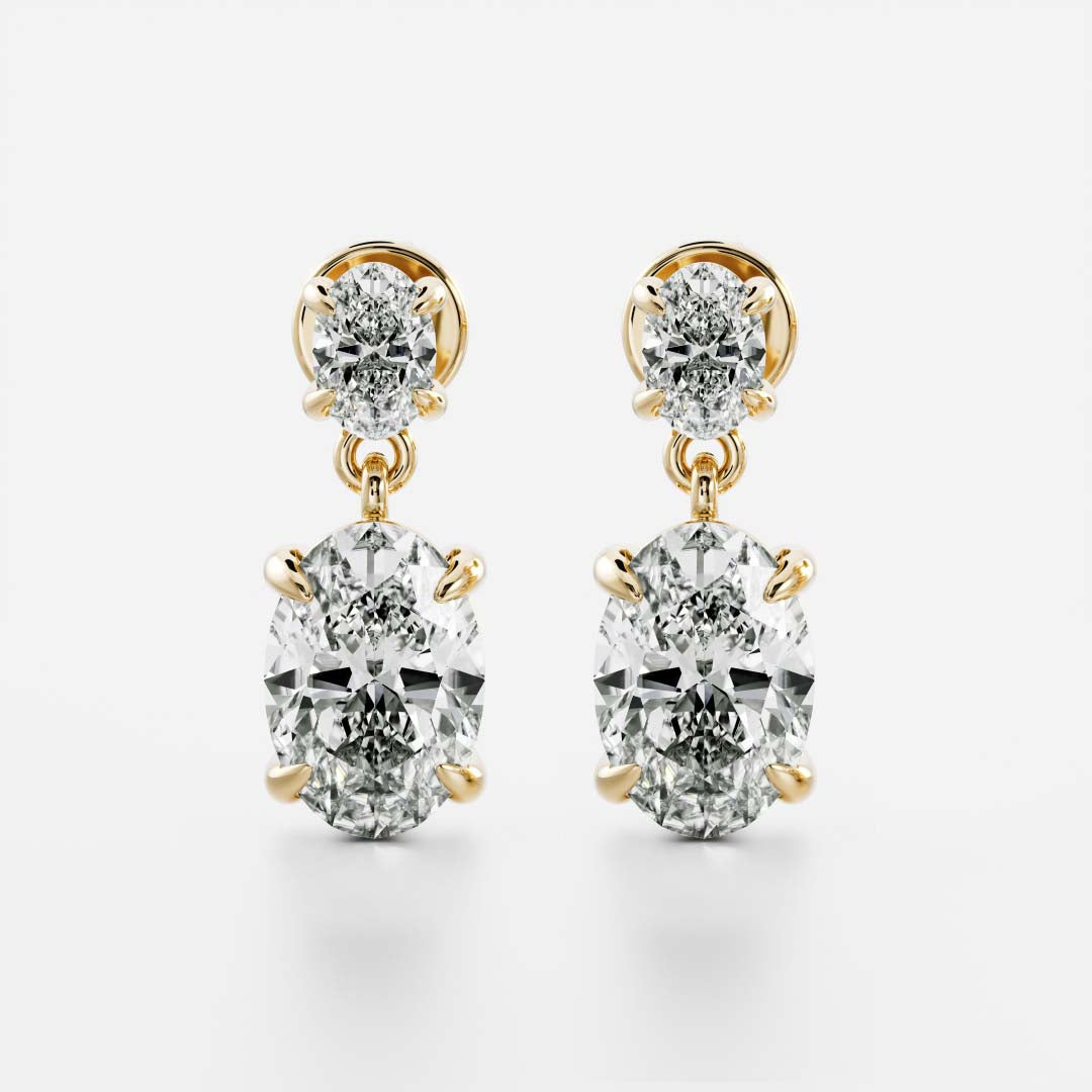 Oval Lab Grown Diamond Double Drop Earrings