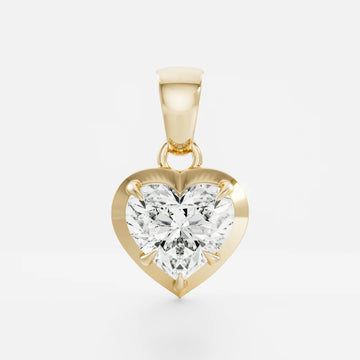 1.0CT Cut-Down Bezel Set Heart Shape Lab Grown Diamond Georgian Style Pendant