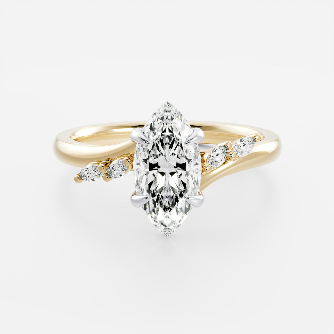 2.0CT Marquise Lab Grown Diamond Twisted Band Engagement Ring