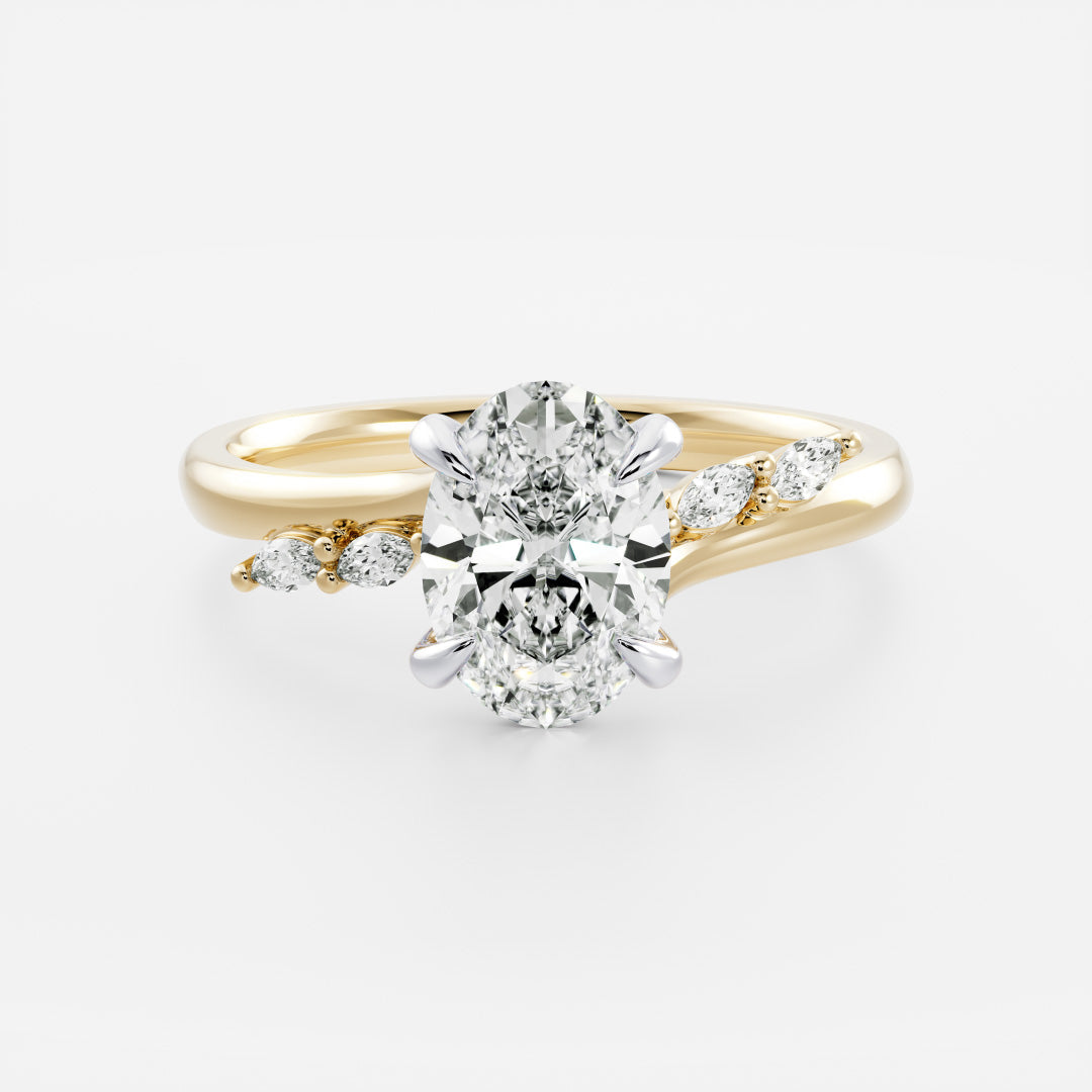 2.0CT Oval Lab Grown Diamond With Marquise Accents Twisted Band Engagement Ring