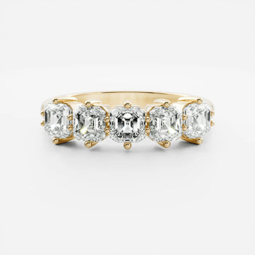 Asscher Cut Lab Grown Diamond Five Stone Wedding Band