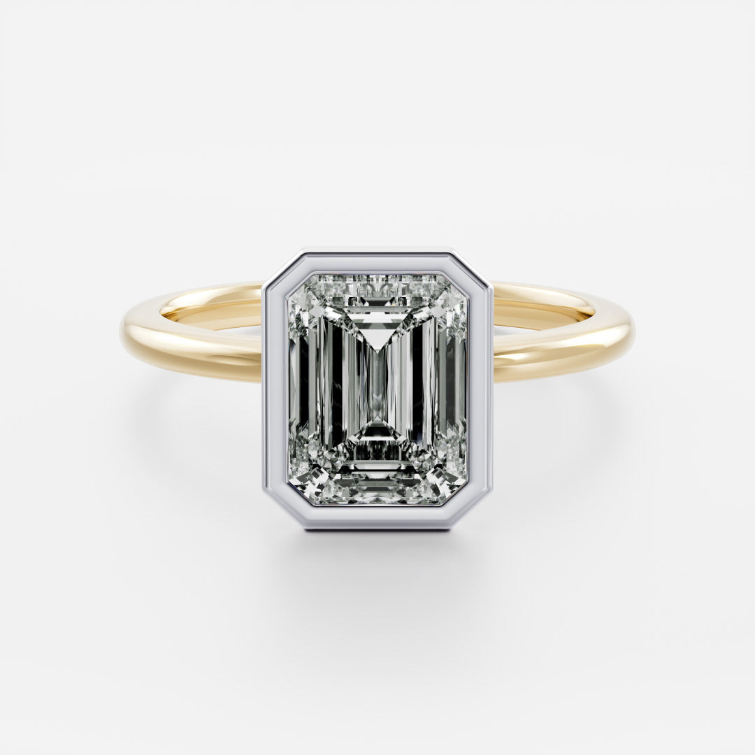 The Audrey Ring - Emerald Bezel Solitaire