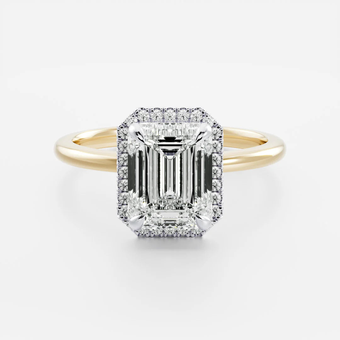 2.0CT Emerald Lab Grown Diamond Halo Solitaire Engagement Ring