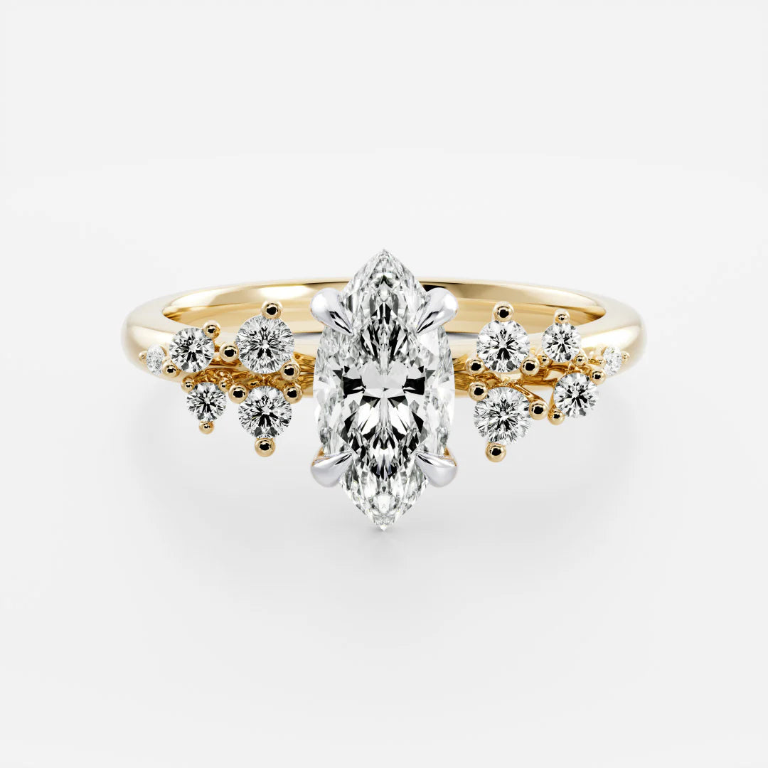 1.0CT Marquise Lab Grown Diamond Cluster Vintage Style Engagement Ring