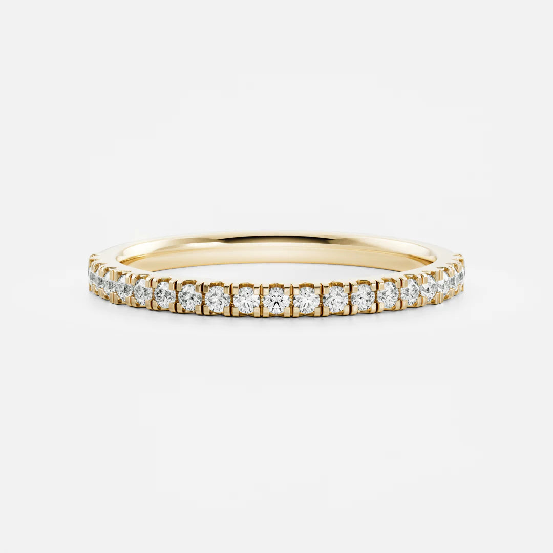 Round Lab Grown Diamond Half Eternity Pave Wedding Band