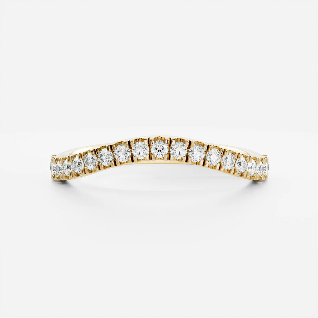 Round Lab Grown Diamond Eternity Curved Pave Wedding Band