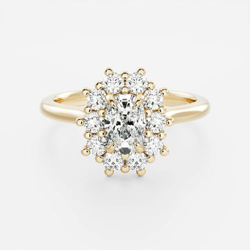 1.0CT Elongated Cushion Cut Lab Grown Diamond Halo Cluster Engagement Ring