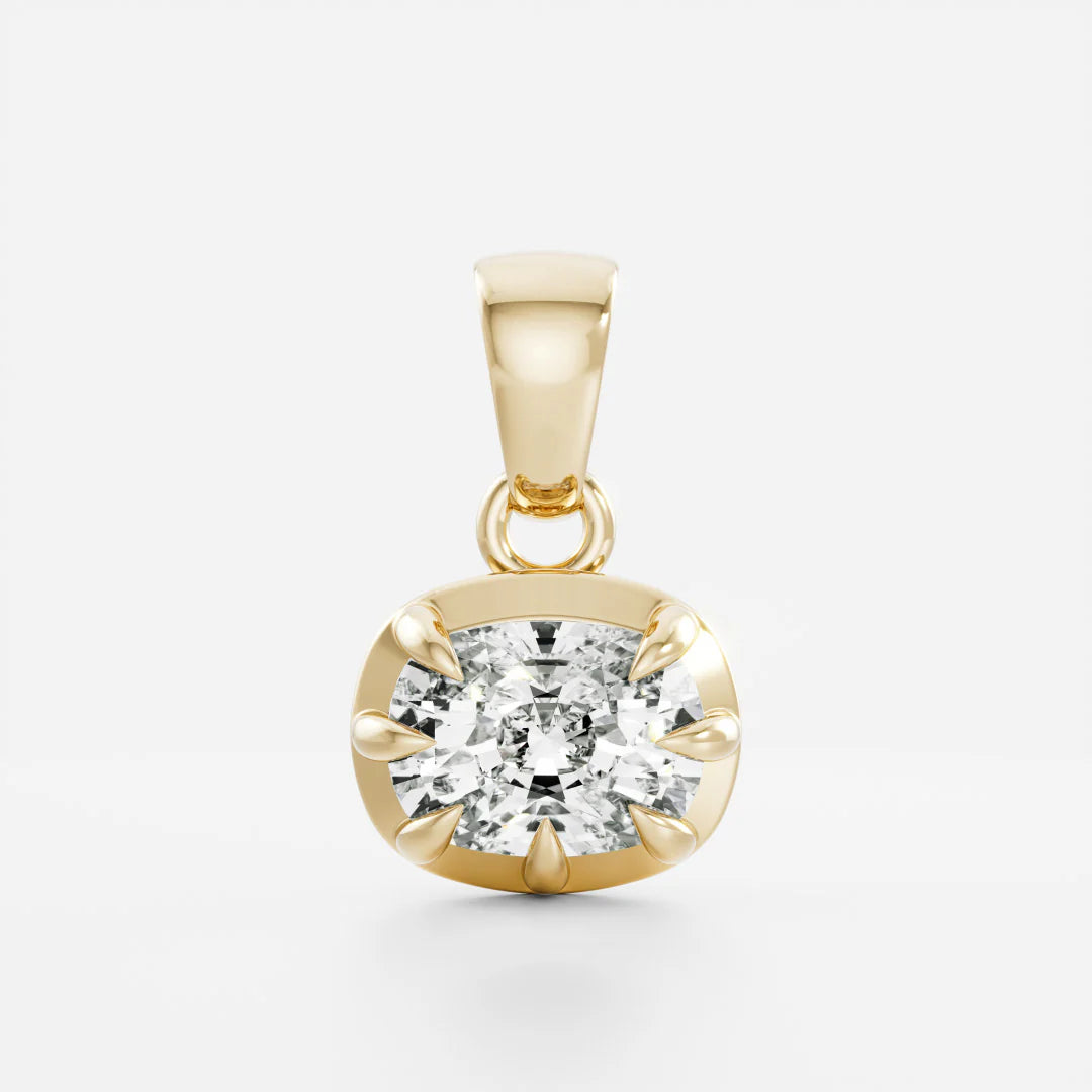 1.0CT Bezel Set Elongated Cushion Cut Lab Grown Diamond Pendant