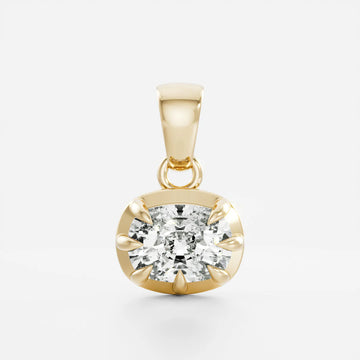 1.0CT Bezel Set Elongated Cushion Cut Lab Grown Diamond Pendant
