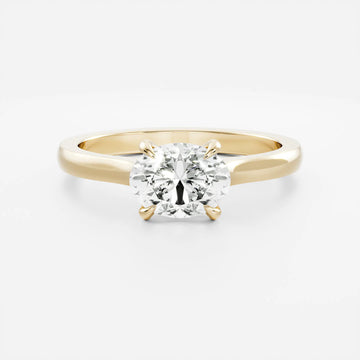 1.0CT East West Oval Lab Grown Diamond Cathedral Engagement Ring